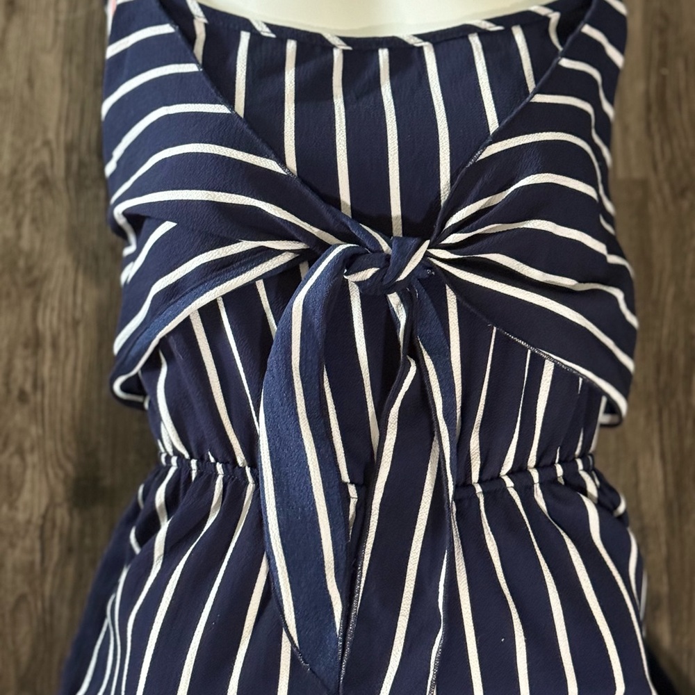 Urban Outfitters Navy and White Striped Jumpsuit